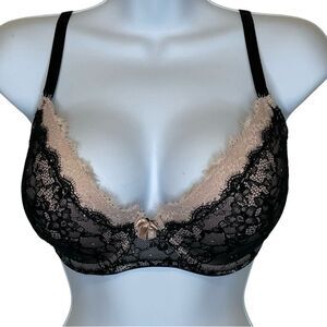 Adore Me Emanuelly Push Up Balconette Bra Black Rose Smoke Size 38DD